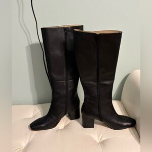 Ann Taylor Elegant Black Leather Knee-High Boots Size 8.5 Women New without Box